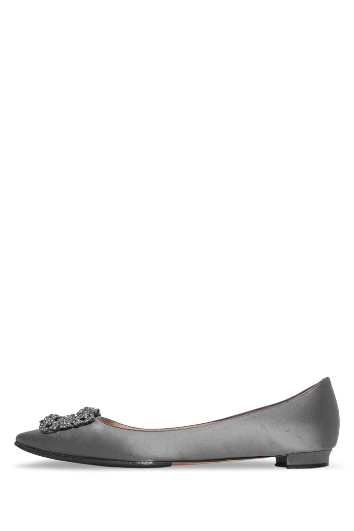 Manolo Blahnik Size 43 Satin Jewel Buckle Hangisi Flats