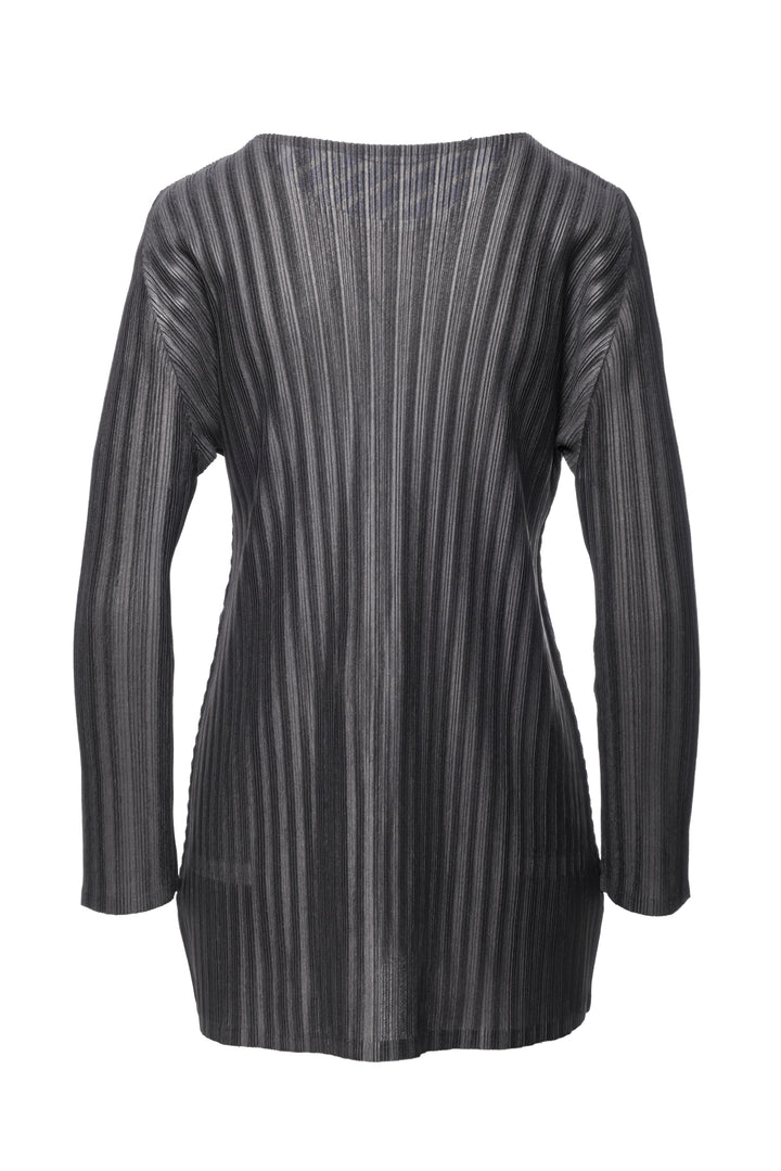 Pleats Please Size 5 Striped Pleated Long Sleeve Tops