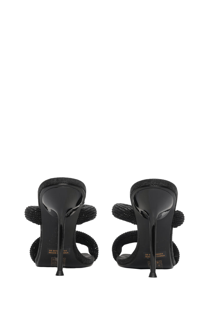 Alexander Wang Size 38 Julie Tubular Crystal Embellished Washed Denim Sandals