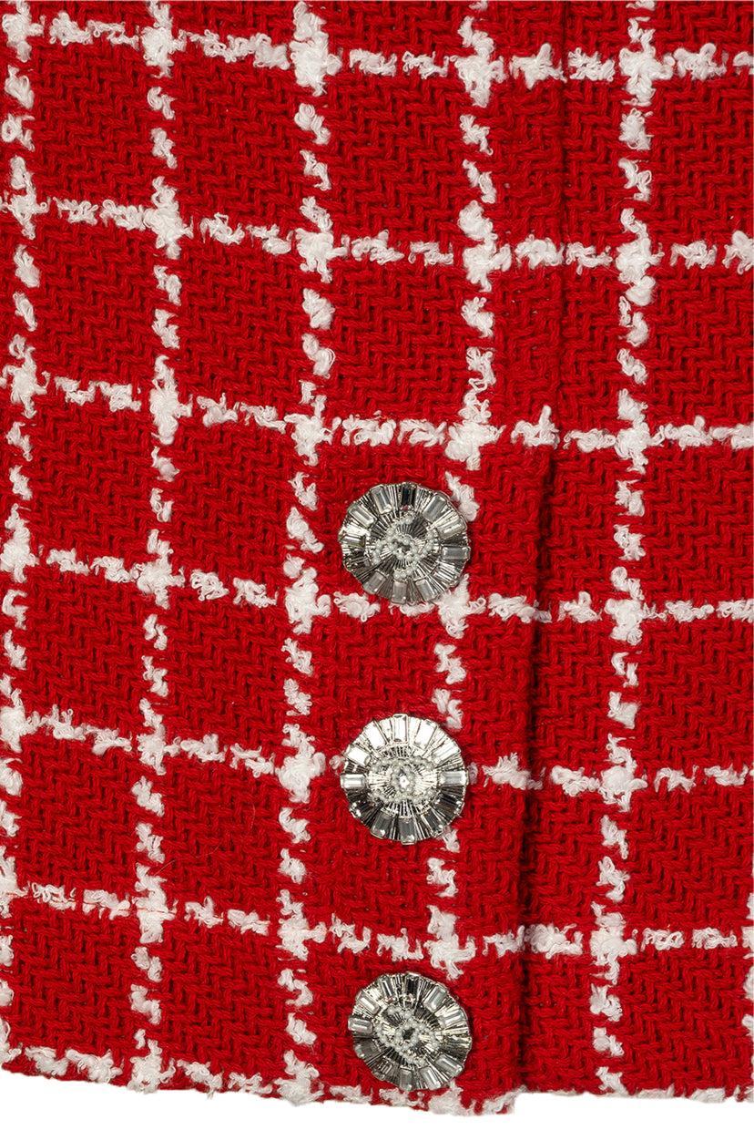 Chanel Size 38 Red & White Check Mini Skirt