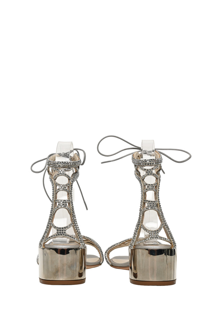 Rene Caovilla Size 36 Leather Crystal Embellished Sandals
