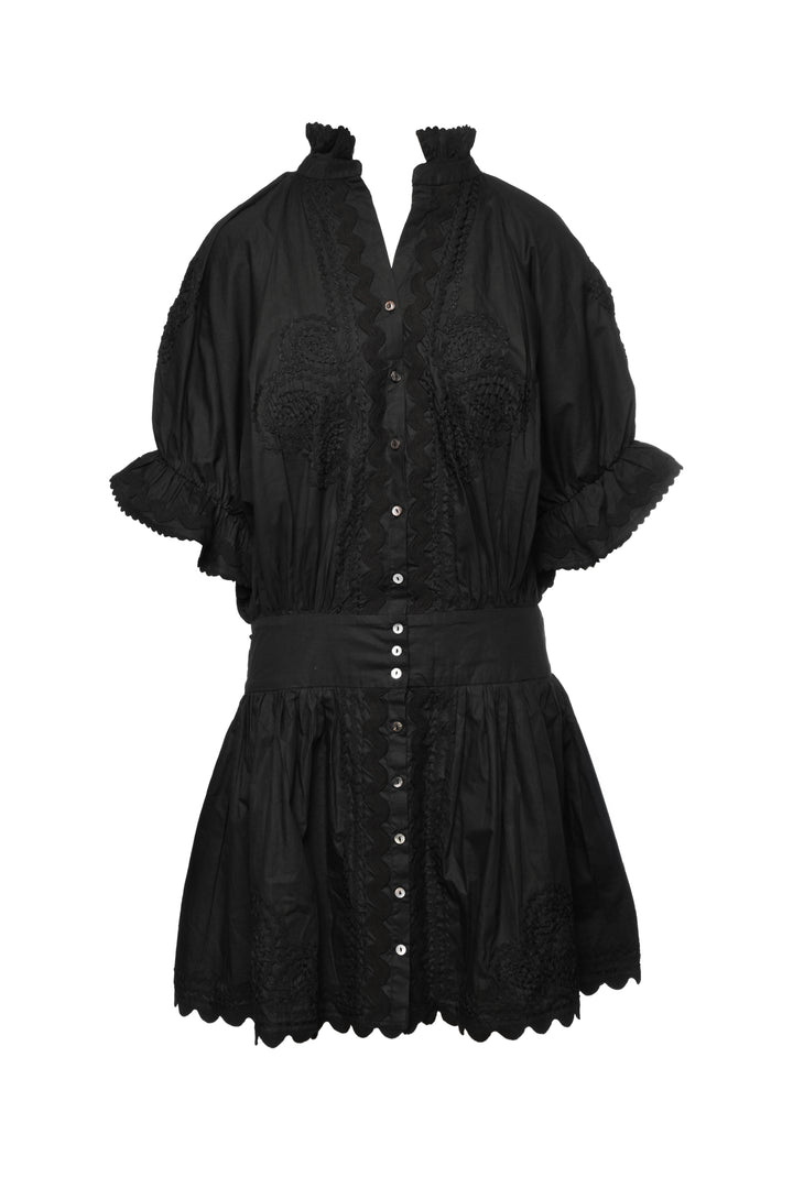 Juliet Dunn Size 3 Embroidered Blouson Dress