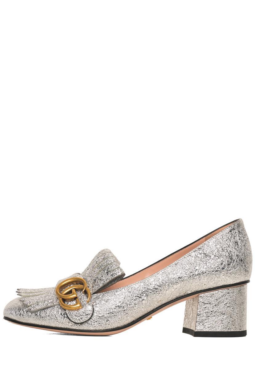 Gucci Size 38 Galassia GG Marmont Fringe Loafer Pumps