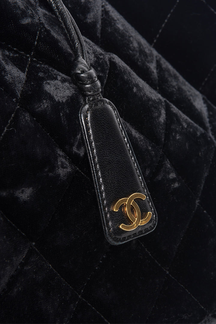 Chanel 2001 Velvet Quilted Top Handle Bag