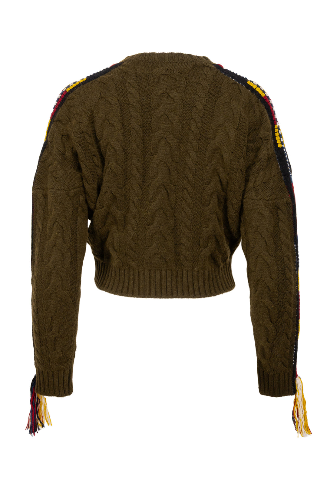 Etro Size 38 Palm Springs Cropped Embroidered Cable-knit Sweater