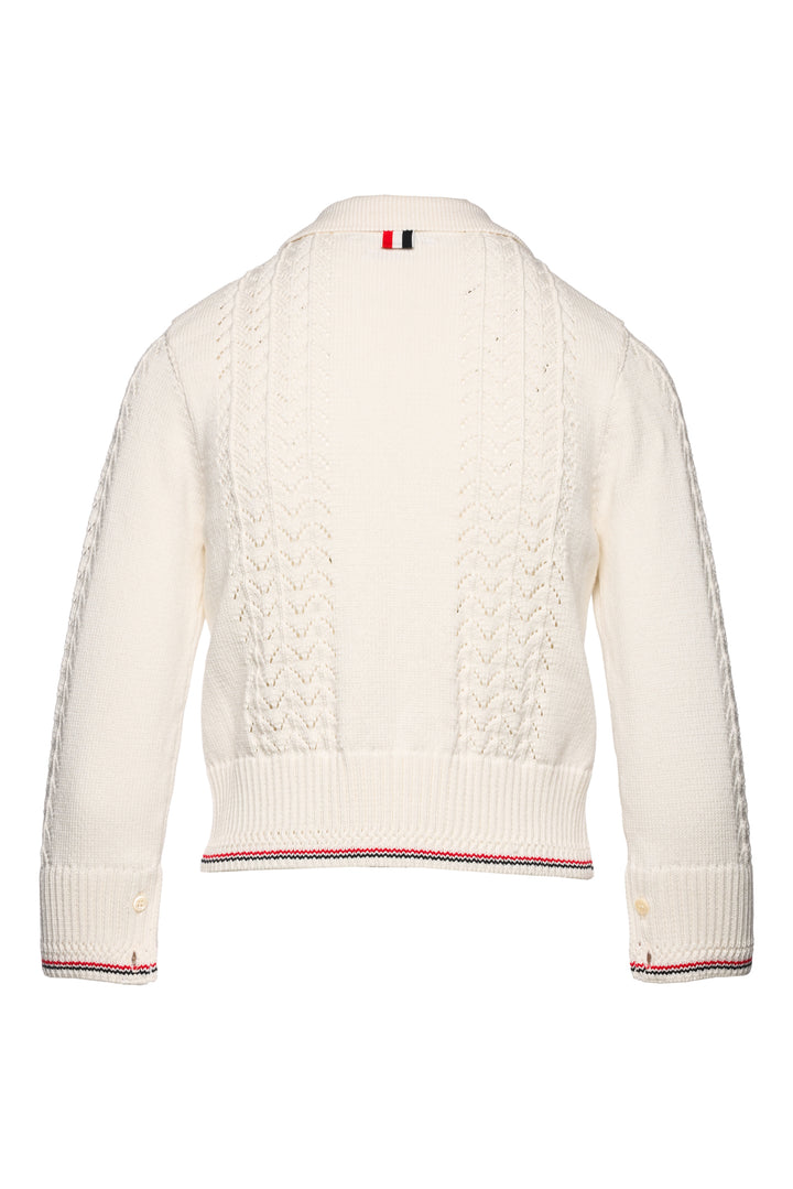 Thom Browne Size 2 Collared Cotton Knit Cardigan
