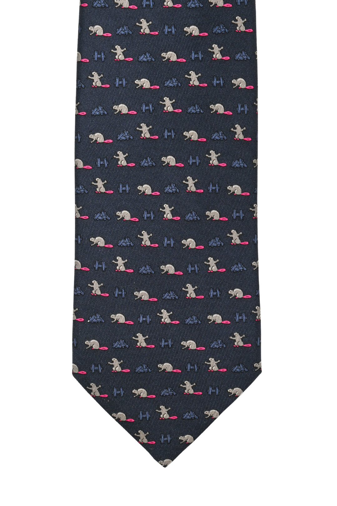 Hermes Size OS Men's Beaver Castor Constructor Silk Tie