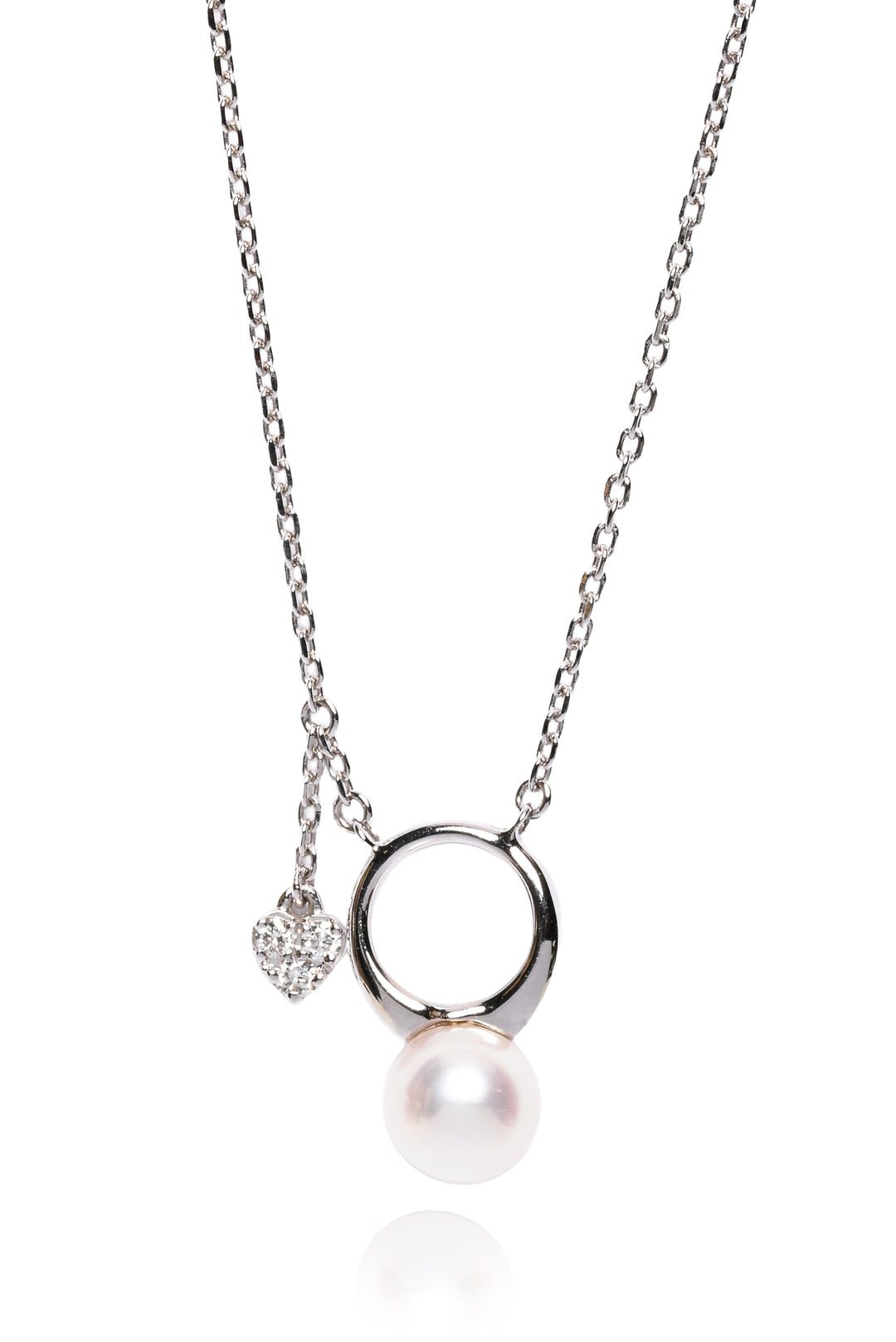 Lao Feng Xiang Jewelry 18K White Gold, Pearl & Diamond Necklace