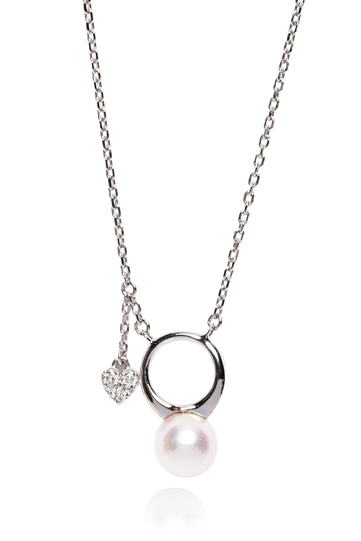 Lao Feng Xiang Jewelry 18K White Gold, Pearl & Diamond Necklace