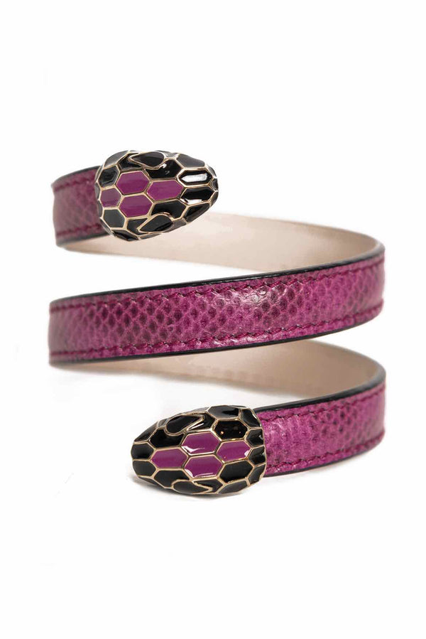 Bvlgari Size S Serpenti Forever Leather Bracelet