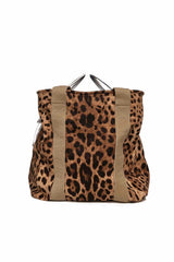 Dolce & Gabbana Leopard Print Fabric Front Pouch Tote