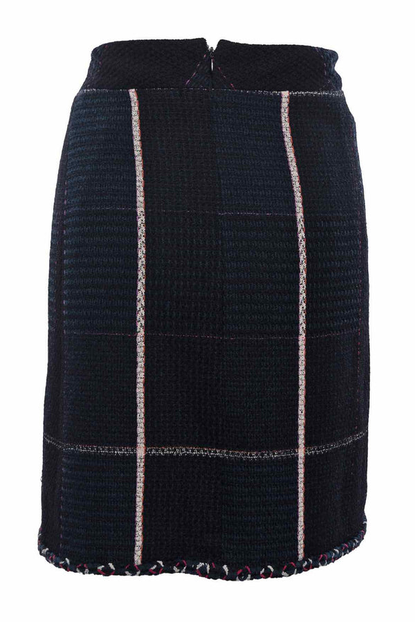 Chanel Size 48 Tweed Check Knee-Length 2007 Skirt