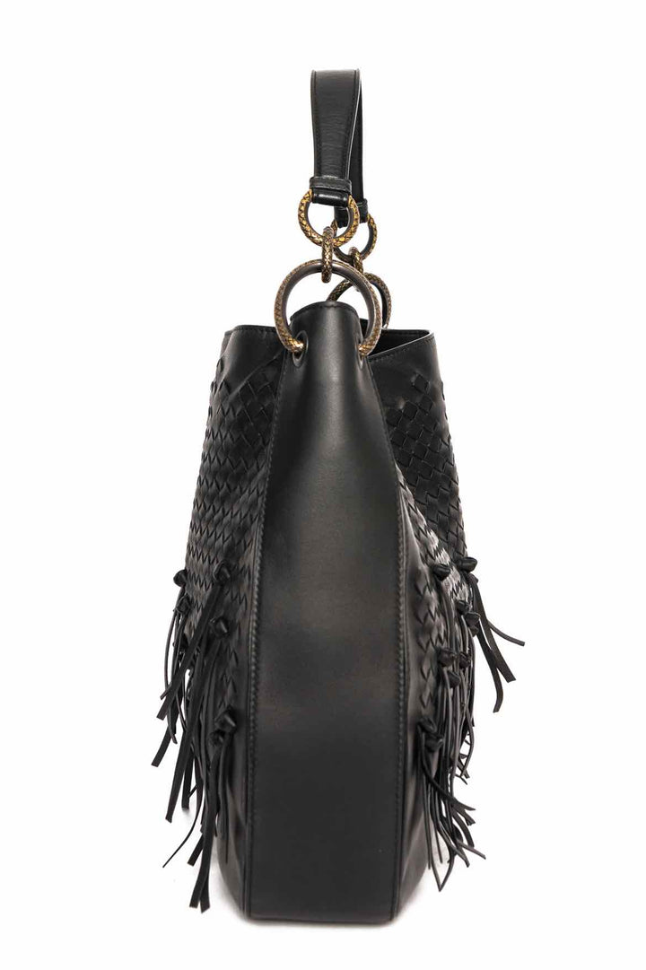 Bottega Veneta Intrecciato Leather Brio Loop Fringe Hobo Bag