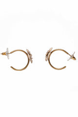Chanel CC Enamel Camellia Hoop Earrings