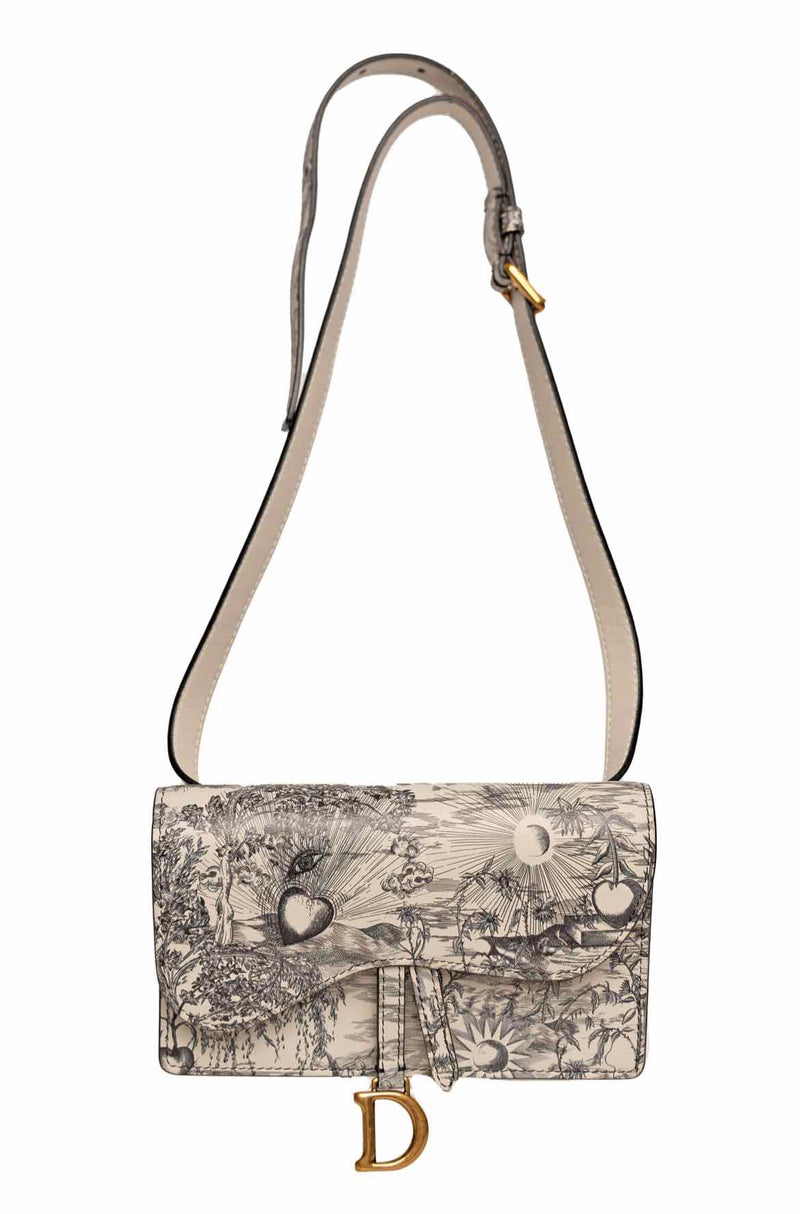 Christian Dior 2020 Jardin Naturel Print Calfskin Saddle Belt Bag