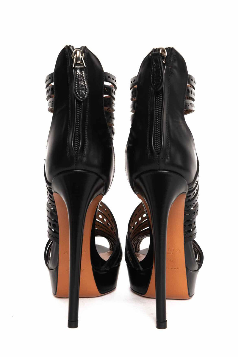 Alaia Size 37.5 Laser Cut Platform Sandals