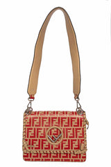 Fendi Zucca Leather Whipstitched Kan Crossbody Bag