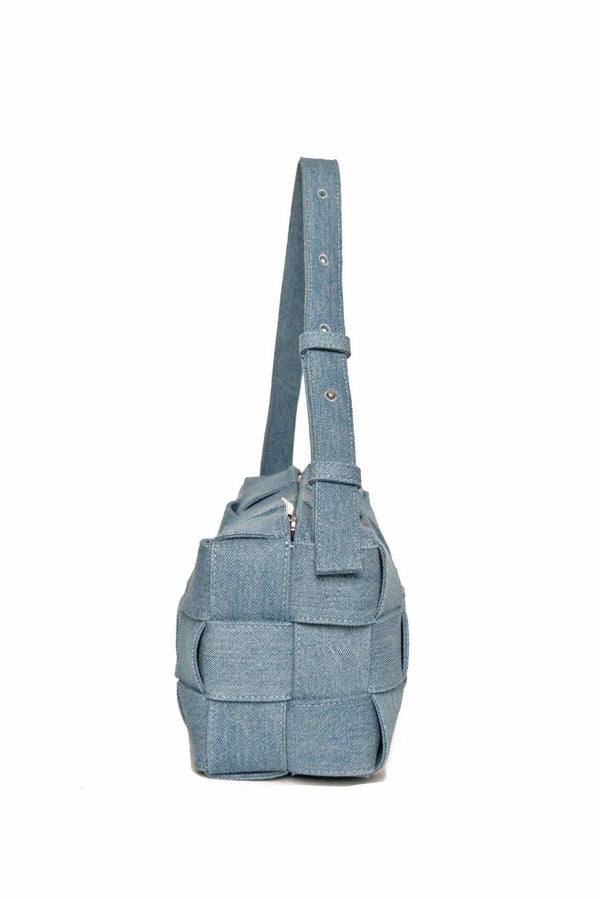 Bottega Veneta Denim Maxi Intrecciato Brick Cassette Shoulder Bag