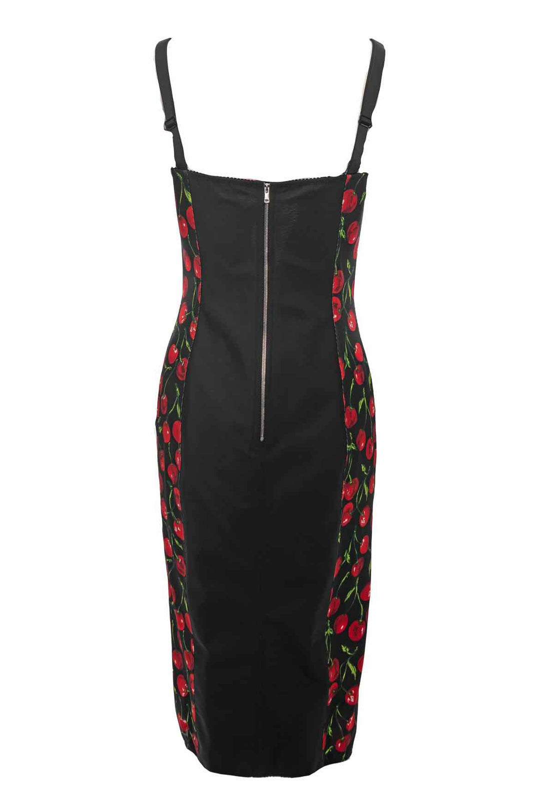 Dolce & Gabbana Size 42 Cherry Print Bustier Midi Dress