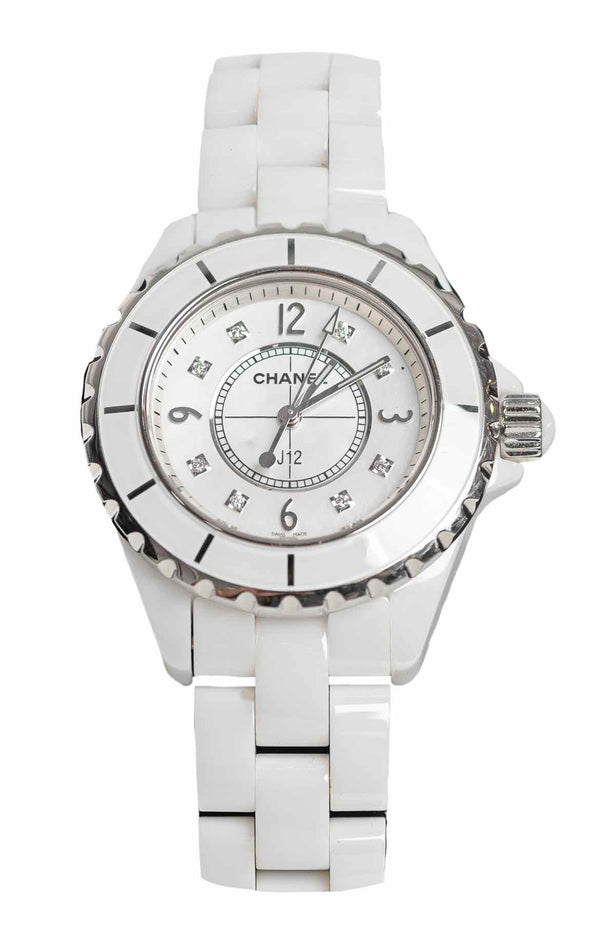 Chanel J12 White Ceramic Diamonds Quartz Watch