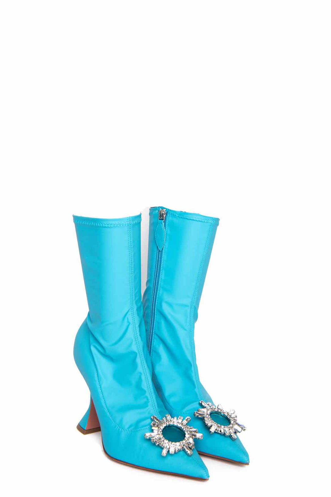 Amina Muaddi Size 38 Crystal Begum Latex Ankle Boots