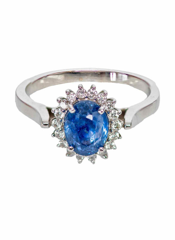 Size 6 White Gold, Sapphire and Diamond Ring