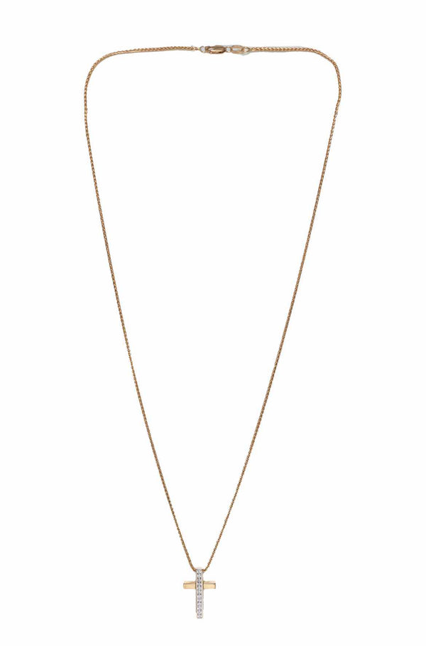 Diamond and Gold Cross Necklace