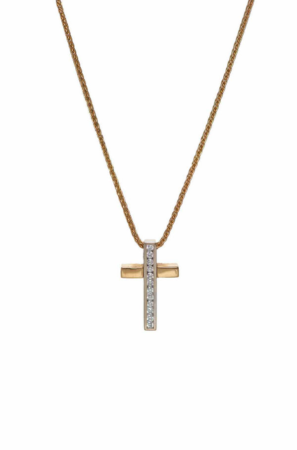 Diamond and Gold Cross Necklace