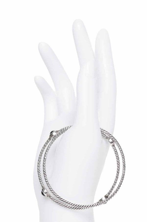 David Yurman Onyx Station Confetti Bangle Bracelet Set