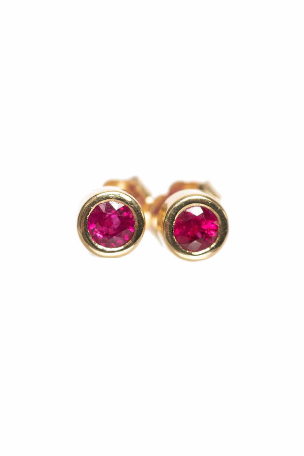 14 Karat Gold Bezek Style Earrings with Rubies