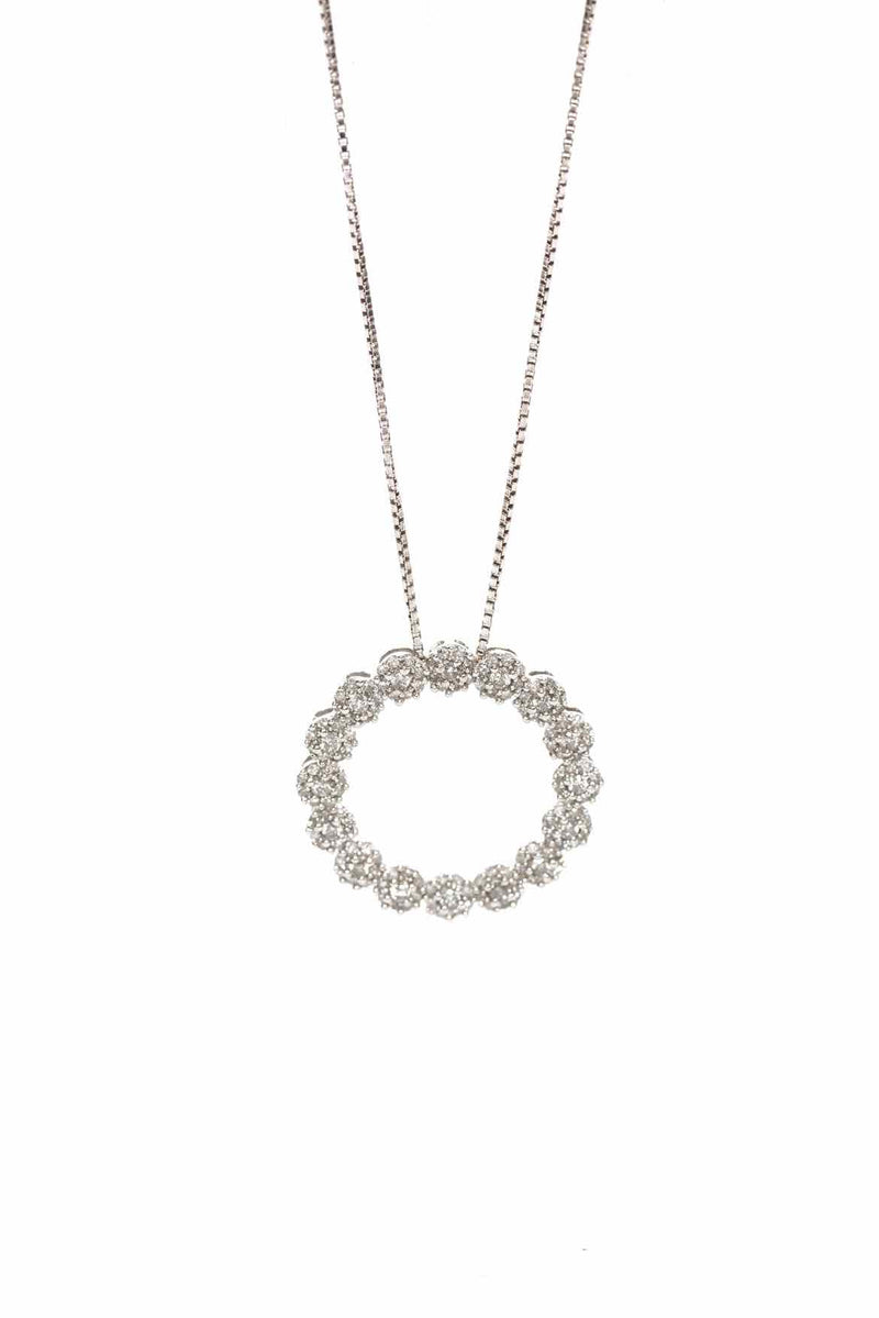10K White Gold Diamond Eternity Pendant Necklace