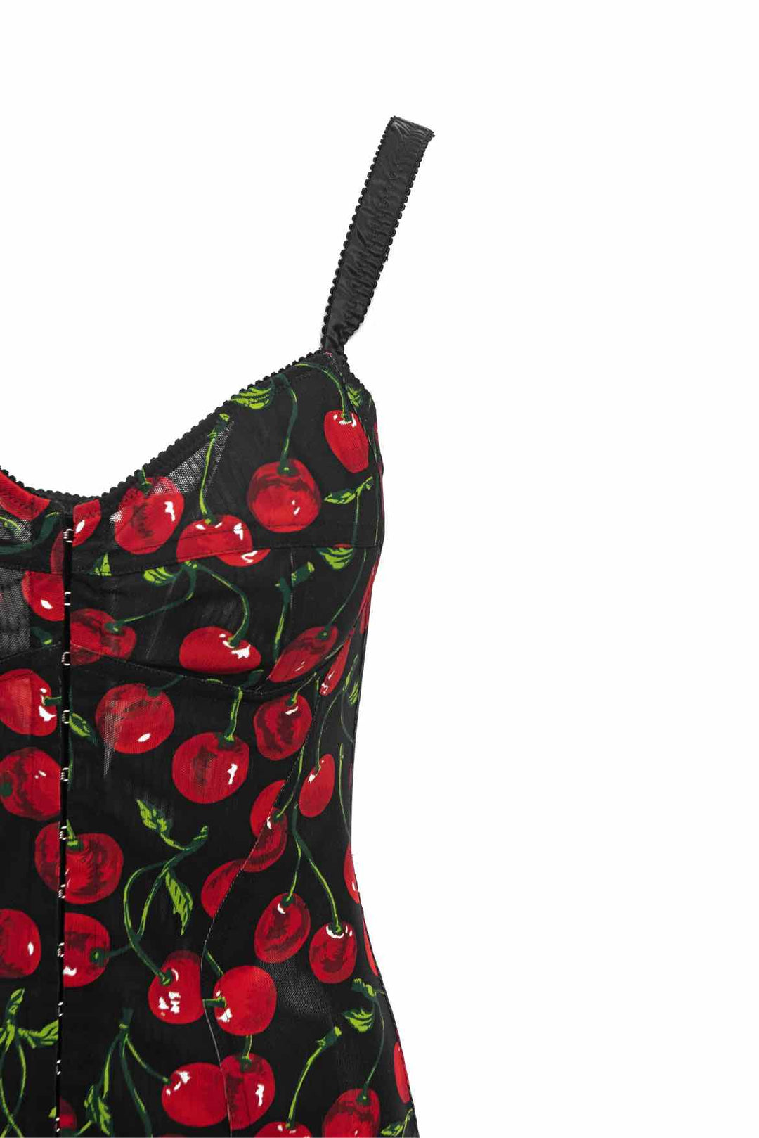 Dolce & Gabbana Size 42 Cherry Print Bustier Midi Dress