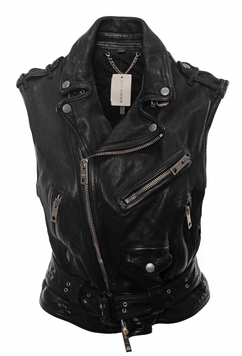 Burberry Prorsum Size 48 Leather Biker Vest