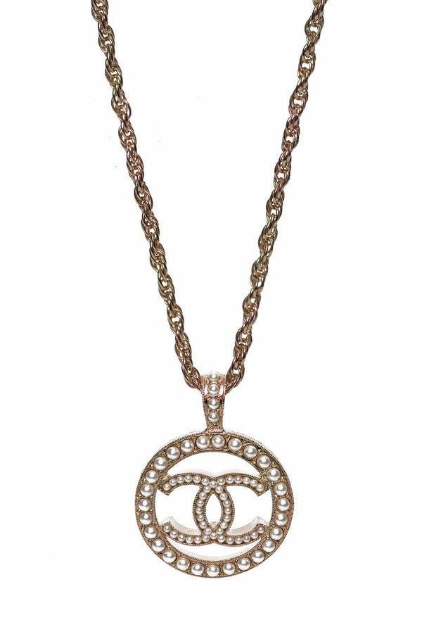 Chanel Pearl CC Round Pendant Necklace