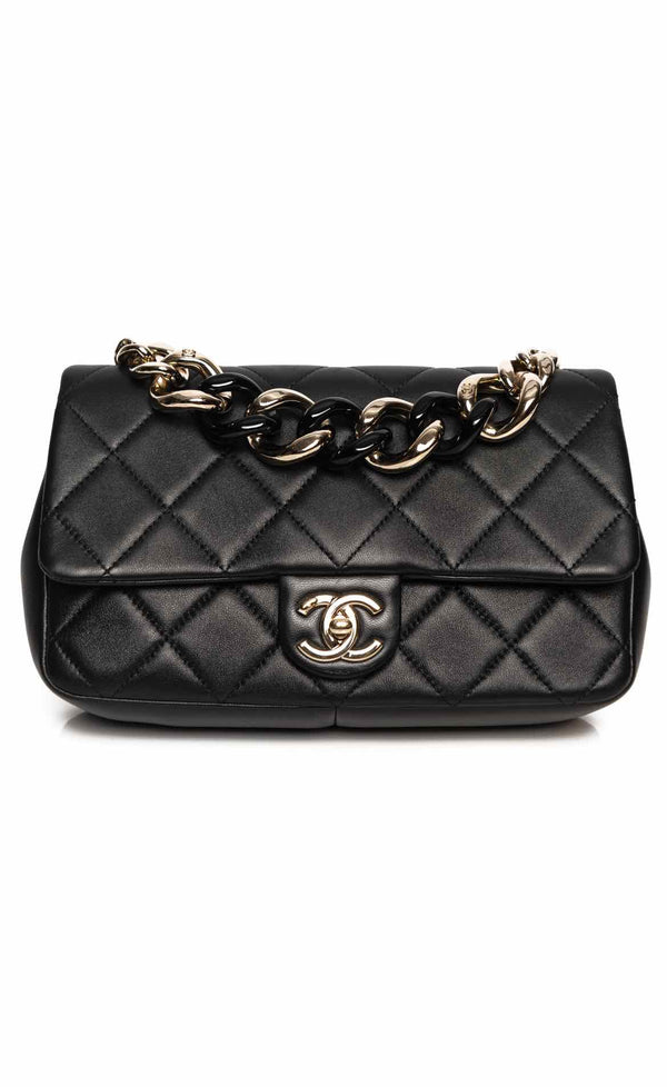 Chanel 2022 Elegant Resin Double Chain Flap Bag