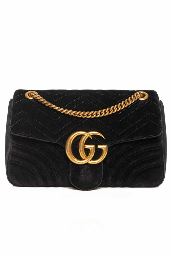 Gucci Medium Velvet GG Marmont Matelasse Shoulder Bag