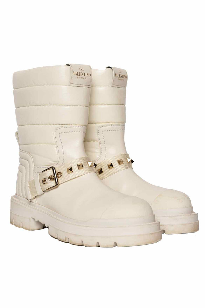 Valentino Size 36 Rockstud Accent Quilted Snow Boots