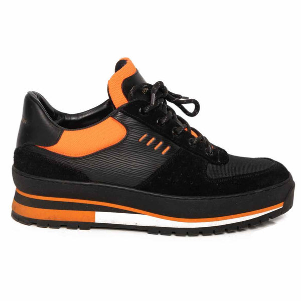 LOUIS VUITTON Epi Suede Mens Harlem Richelieu Sneakers 7 Black Orange  936453