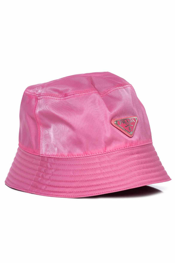 Prada Size M Logo Plaque Nylon Bucket Hat