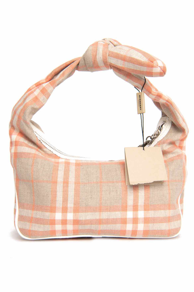 BURBERRY Small leather-trimmed checked cotton-canvas tote | NET-A-PORTER
